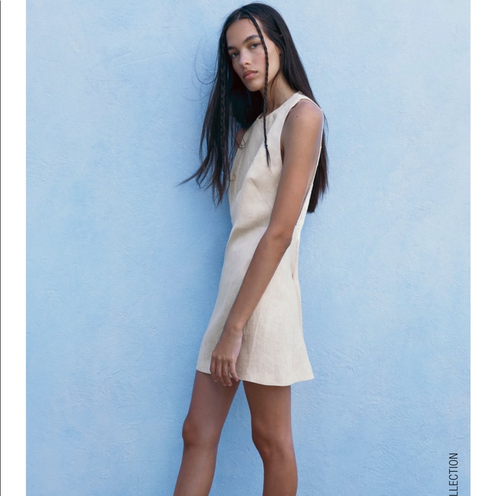 ZARA Linen Crochet Mini Dress - XS